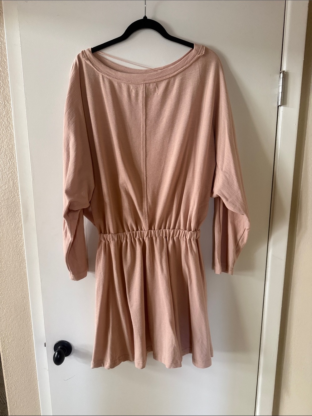 Free People Blush Long-Sleeve Elastic Waist Mini Dress
